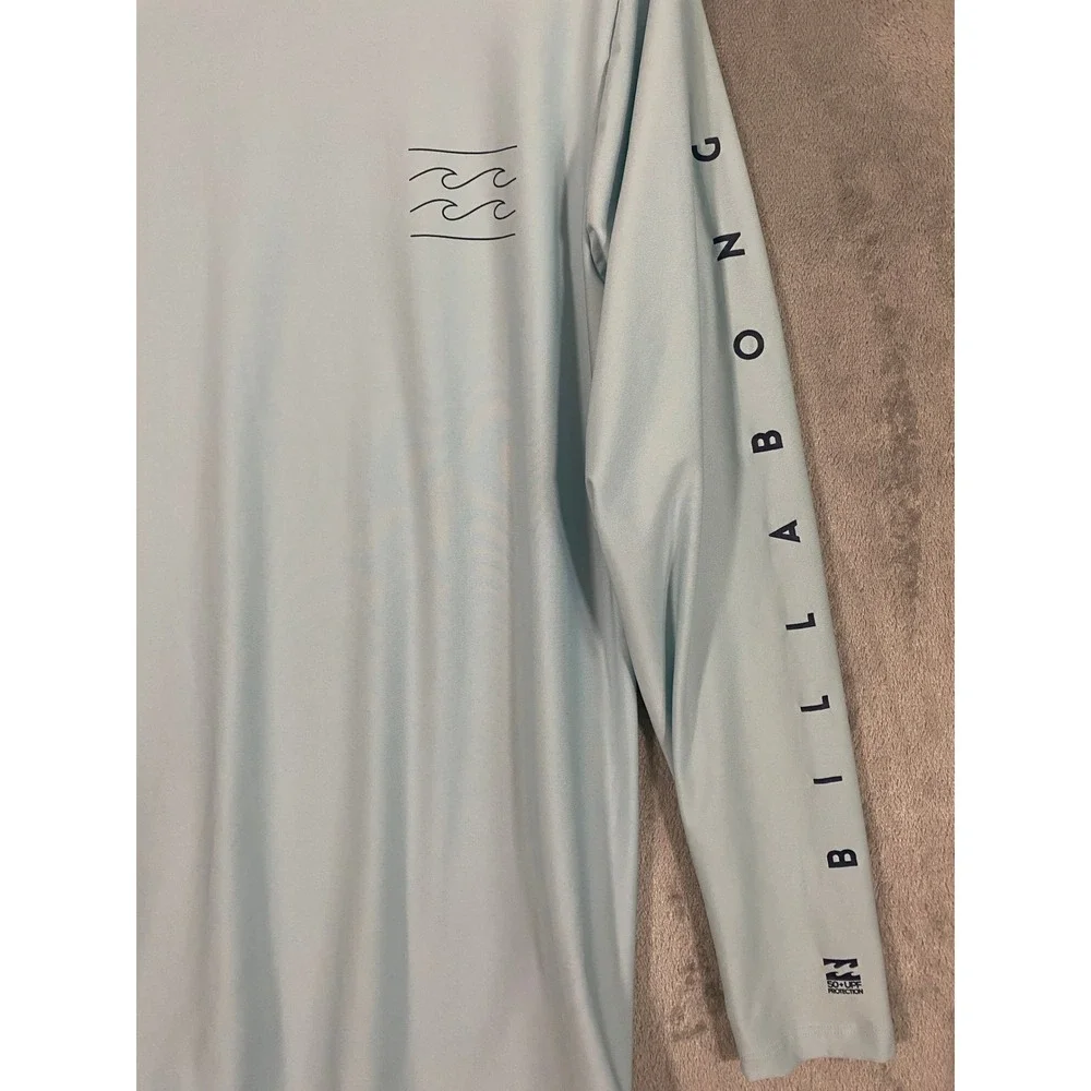 Billabong Sun Shirt Mens Medium Light Blue Loose Fit UPF 50 Hoodie Surf Beach